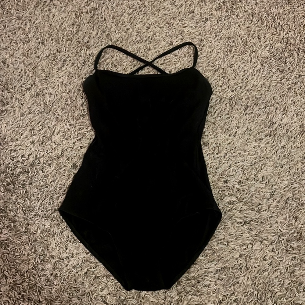 Theatricals adult ballet leotard black criscross back bodysuit onesie dance